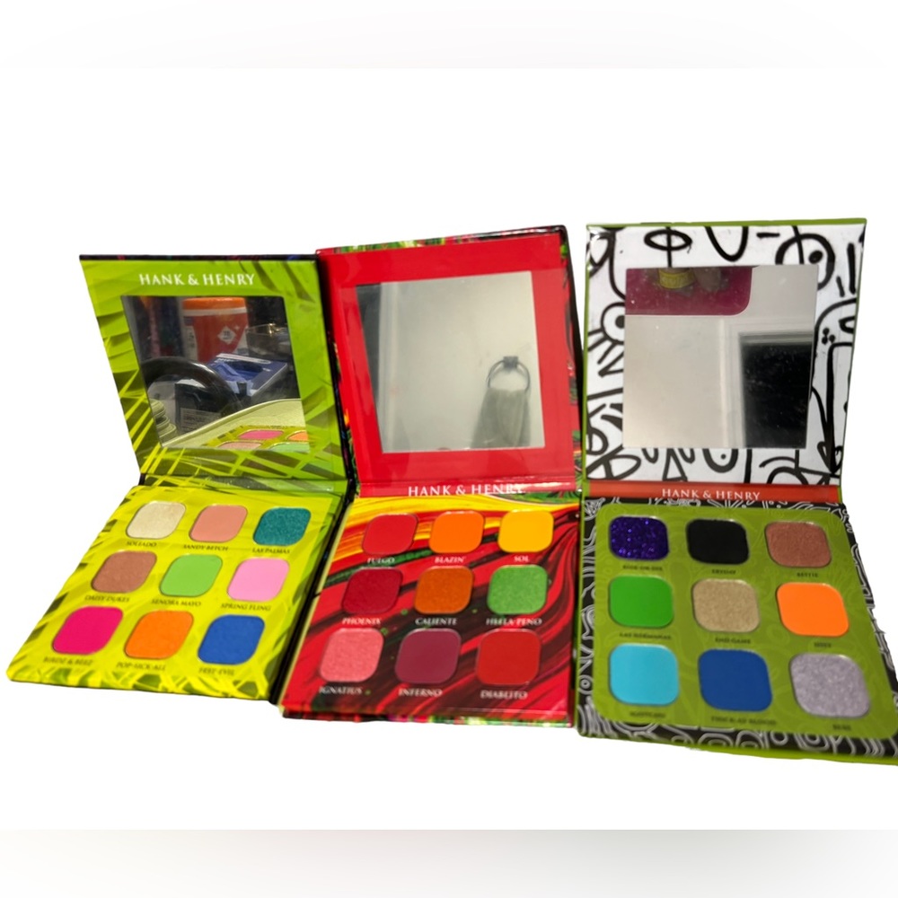 3 PALETTES HANK AND HENRY EYESHADOW PALLETS LOT OF 3
SPRING, FUEGO, LAS HERMANAS